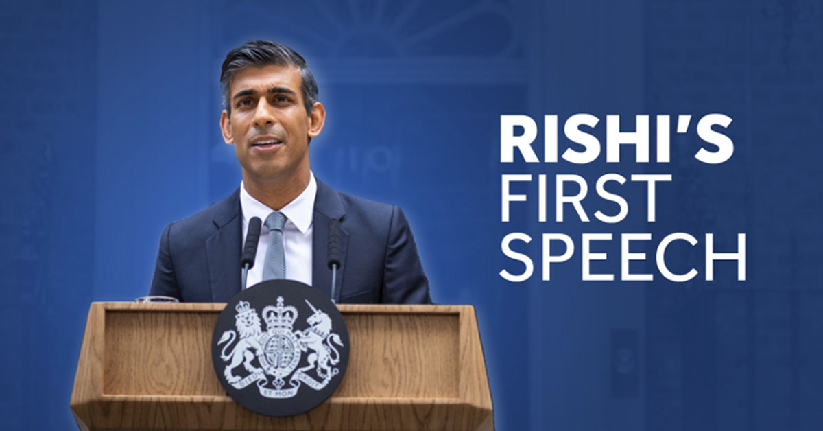 Prime Minister Rishi Sunak's Statement On The Steps Of Downing Street ...